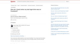 
                            2. How to check when my last login time was on Facebook - Quora