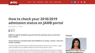 
                            8. How to check your 2018/2019 admission status on JAMB portal ...