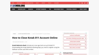 
                            9. How to Close Kotak 811 Account Online - bankindia.org