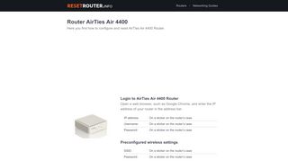 
                            4. How to Configure and Reset AirTies Air 4400 Router