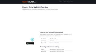 
                            7. How to Configure and Reset Arris NVG589 Frontier Router