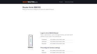 
                            3. How to Configure and Reset Arris SB6183 Router