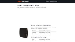 
                            1. How to Configure and Reset Arris Touchstone DG860 …