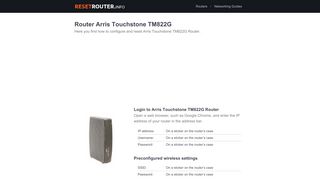 
                            8. How to Configure and Reset Arris Touchstone TM822G Router