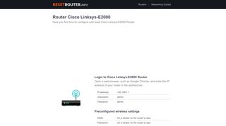 
                            11. How to Configure and Reset Cisco Linksys-E2000 Router