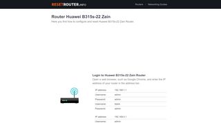
                            5. How to Configure and Reset Huawei B315s-22 Zain Router
