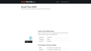 
                            7. How to Configure and Reset Pace D5001 Router