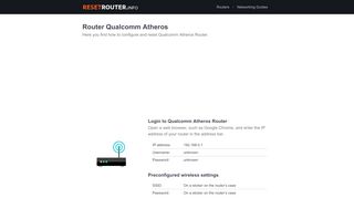 
                            2. How to Configure and Reset Qualcomm Atheros Router