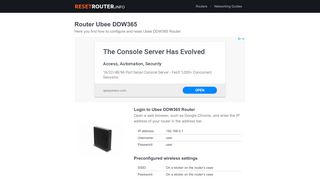 
                            4. How to Configure and Reset Ubee DDW365 Router