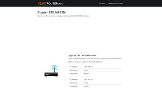 
                            11. How to Configure and Reset ZTE MF65M Router