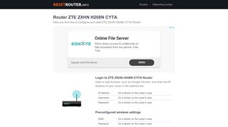
                            8. How to Configure and Reset ZTE ZXHN H208N CYTA Router