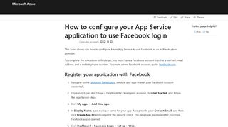 
                            6. How to configure Facebook authentication for your App Services ...