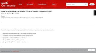 
                            6. How To: Configure the Service Portal to use an Integrated Login