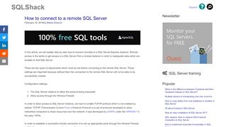 
                            1. How to connect to a remote SQL Server - SQL Shack