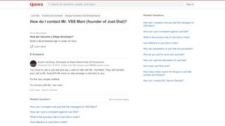 
                            8. How to contact Mr. VSS Mani (founder of Just Dial) - Quora