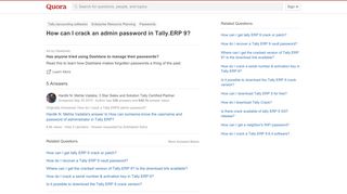 
                            3. How to crack an admin password in Tally.ERP 9 - Quora
