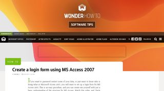 
                            7. How to Create a login form using MS Access 2007 - WonderHowTo