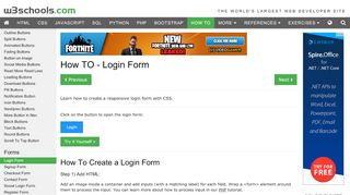 
                            9. How To Create a Login Form - W3Schools Online Web Tutorials