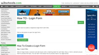 
                            3. How To Create a Login Form - w3schools.com