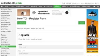 
                            2. How To Create a Register Form - W3Schools