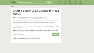 
                            4. How to Create a Secure Login Script in PHP and MySQL - wikiHow