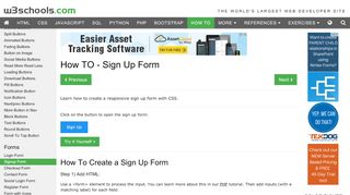 
                            9. How To Create a Sign Up Form - w3schools.com