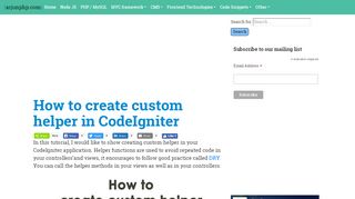 
                            5. How to create custom helper in CodeIgniter - Arjun