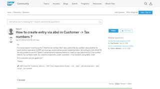 
                            6. How to create entry via absl in Customer -> Tax numbers ...