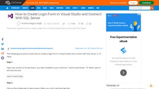 
                            2. How to Create Login Form in Visual Studio and ... - C# Corner