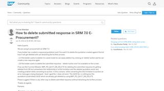 
                            4. How to delete submitted response in SRM 7.0 E- Procurement? - SAP ...