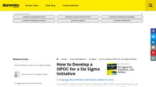 
                            5. How to Develop a SIPOC for a Six Sigma Initiative - dummies