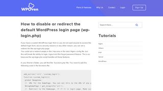 
                            2. How to disable or redirect the default WordPress login page ...