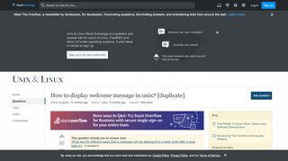 
                            2. How to display welcome message in unix? - Unix & Linux Stack Exchange