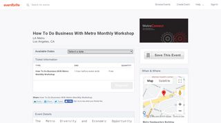 
                            8. How To Do Business With Metro Monthly Workshop Tickets, Multiple ...