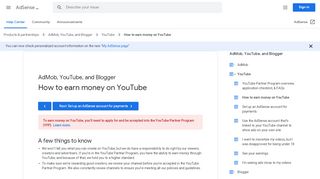 
                            8. How to earn money on YouTube - AdSense Help