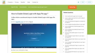 
                            3. How to Enable Global Login with Appy Pie app