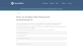 
                            4. How to Enable SSH Password Authentication - ServerPilot