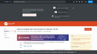 
                            8. How to enable ssh root access on Ubuntu 14.04 - Ask Ubuntu