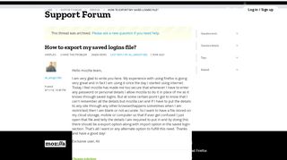 
                            2. How to export my saved logins file? - Question | Mozilla Support
