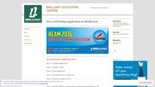 
                            7. How to Fill Online Application for KEAM 2016 | BRILLIANT ...