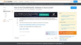 
                            8. How to find ClearDB MySQL database in Azure portal? - Stack Overflow