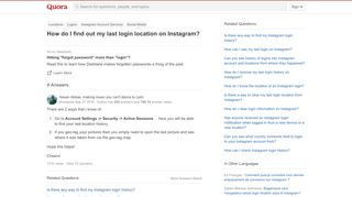 
                            4. How to find out my last login location on Instagram - Quora