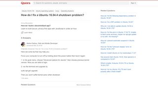 
                            7. How to fix a Ubuntu 16.04.4 shutdown problem - Quora