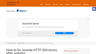 
                            2. How to fix Joomla HTTP 500 errors after updates ...