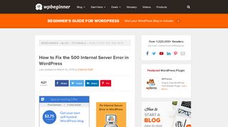
                            9. How to Fix the 500 Internal Server Error in WordPress ...
