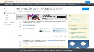 
                            4. How to force Auth0 user to login with password always? - Stack ...