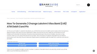 
                            8. How To Generate / Change Lakshmi Vilas Bank (LVB) ATM ...