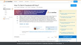 
                            7. How To Get A Facebook API Key? - Stack Overflow