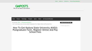 
                            9. How To Get Kaduna State University (KASU) Postgraduate Form ...