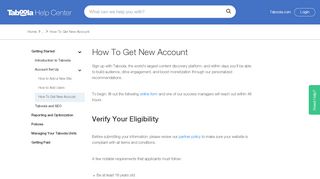 
                            6. How To Get New Account – Taboola Publisher Help Center